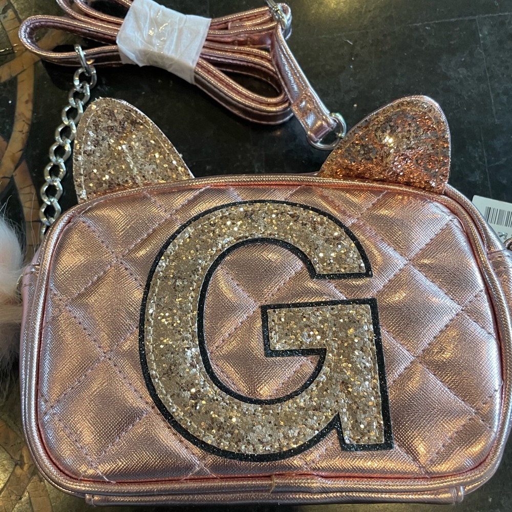 Justice‎ Girls Kitty Purse, Pink Glitter, Initial G, New With Tags